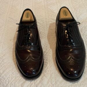 Like  new Florsheim Dark Brown Leather Oxfords and shoe trees.